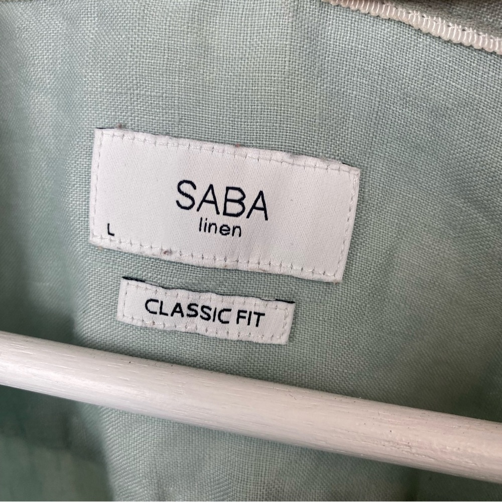 SABA Men Linen Classic Fit Button Up Short Sleeve Shirt Large - Picture 3 of 5
